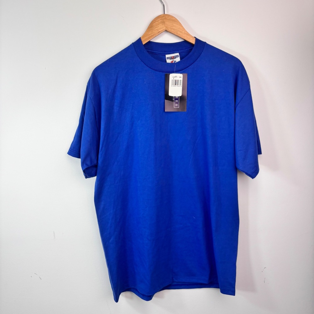 Vintage 1990s Jerzees Blank Blue T Shirt NWT USA Made Deadstock Large